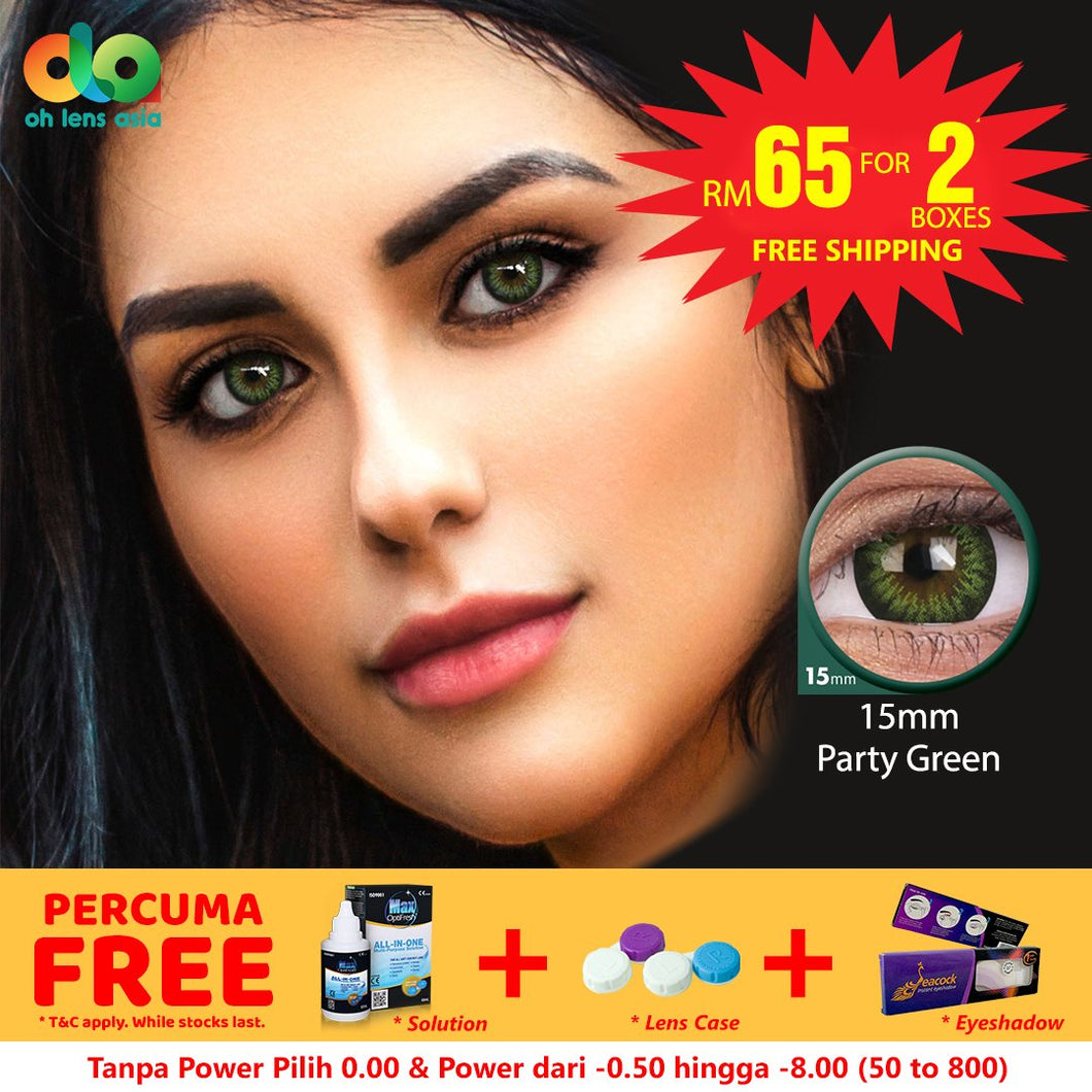 [BUY 1 FREE 1] ColourVUE Big Eyes Party Green 15mm